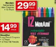Monami Retractable Wax Crayons-12 Pack