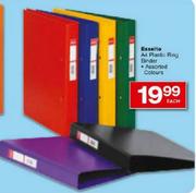 Esselte A4 Plastic Ring Binder Assorted Colours