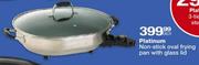 Platinum Non-Stick Oval Frying Pan with Glass Lid-Each