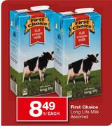First Choice Long Life  Milk Assorted-1ltr