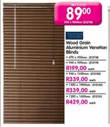 Wood Grain Aluminium Venetian Blinds-1500x1000mm Each