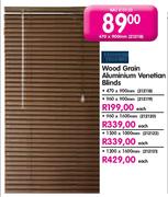 Wood Grain Aluminium Venetian Blinds-470x900mm Each