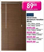 Wood Grain Aluminium Venetian Blinds-960x900mm Each