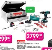 Makita 18V Li-ion Impact Drill Plus 67 Piece Accessory Set