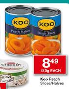 Koo Peach Slices/Halves-410g each