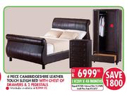 4 Piece Cambridgeshire Leather Touch Sleigh Bed