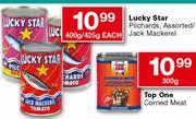 Lucky Star Pilchards, Assorted/Jack Mackerel-400g/425g each