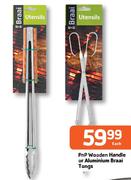 PnP Wooden Handle or Aluminium Braai Tongs-each