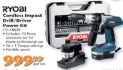 Ryobi Cordless Impact Drill/Driver Power Kit (CD-1882K)