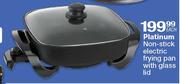Platinum Non-Stick Electric Frying Pan With Glass Lid-Each 