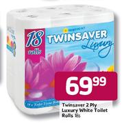 Twinsaver 2 Ply Luxury white Toilet Rolls-18's