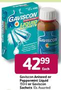 Gaviscon Aniseed Or Peppermint Liquid-150ml Or Gaviscon Sachets Assorted-10's Each