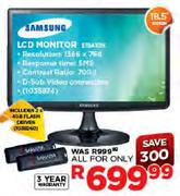 Samsung LCD Monitor-18.5" (STB410N) +  2 x 4GB Flash Drives