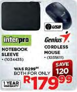 Interpro Notebook Sleeve + Genius Cordless Mouse