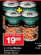 Rhodes Baked Beans in Tomato Sauce-4 x 410gm