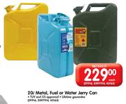 20 Ltr Metal, Fuel Or Water Jerry Can-Each