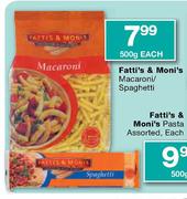 Fatti's & Moni's Macaroni/Spaghetti-500g Each