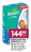 Pampers Active Baby Jumbo Pack New Baby Size 6 X-Large-54's Each