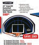 Lifetime 44" Shatterproof  Backboard,Pole & Base