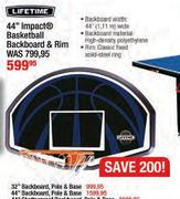 Lifetime 44" Backboard,Pole & Base