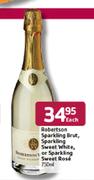 Robertson Sparkling Brut, Sparkling Sweet White, Or Sparkling Sweet Rose-750ml Each