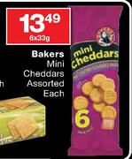 Bakers Mini Cheddars Assorted-6 x 33g
