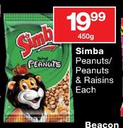 Simba Peanuts/Peanuts & Rasins-450g Each