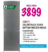 Defy Metalic Silver Bottom Freezer Fridge-292L