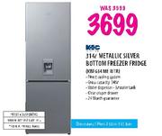 kFC Metallic Silver Bottom Freezer Fridge -314L