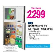 Kfc Metallic Silver  Top Freezer Fridge (Kfc 523) 215L
