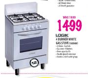Logik 4 Burner White Gas Stove-LG0600