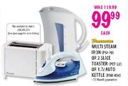 Pineware Multi Steam Iron-PSI-70 Or 2 Slice Toaster-Pet-22 Or Auto Kettle-1.7ltr Each