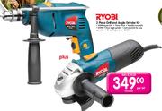 Ryobi 2 Piece Drill And Angle Grinder Kit