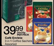 Cafe Enrista 3 in 1 Coffee Sachets Assorted-20 x 25g Per Pack