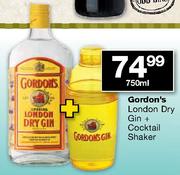 Gordon's London Dry Gin-750ml + Cocktail Shaker