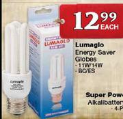 Lumaglo Energy Saver Globes-11W/14W Each