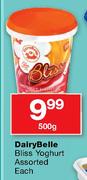 Dairy Belle Bliss Yoghurt Assorted-500g Each