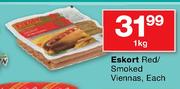 Eskort Red/Smoked Viennas-1kg Each