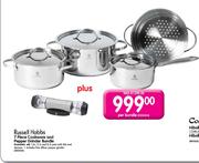 Russell Hobbs 7 Piece Cookware And Pepper Grinder Bundle-Per Bundle