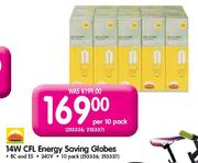 Radiant CFL Energy Saving Globes-14W-Per 10 Pack