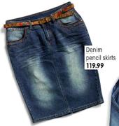 Denim Pencil Skirts-Each
