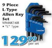 Worksman 9 Piece L-Type Allen Key Set-Per Set