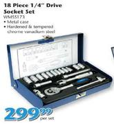 Worksman 18 Piece 1/4" Drive Socket Set-Per Set