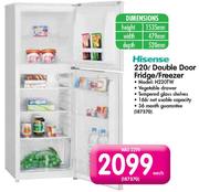 Hisense 220L Double Door Fridge/Freezer(H220TW)-Each