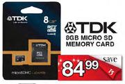 TDK 8GB Micro SD Memory Card-Each