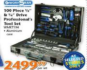 Worksman 100 Piece 1/2" &1/4" Drive Professional Tool Set(WMKT194)