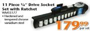 Worksman 11 Piece 1/4" Drive Socket Set With Ratchet(WMSS177)-Per Set