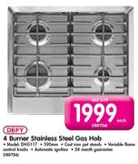 Defy 4 Burner Stainless Steel Gas Hob (DHG117)-Each