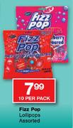 Fizz Pop Lollipops Assorted-10 Per Pack