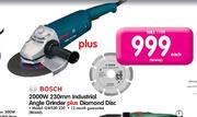Bosch 2000W 230mm Industrial Angle Grinder Plus Diamond Disc-Each